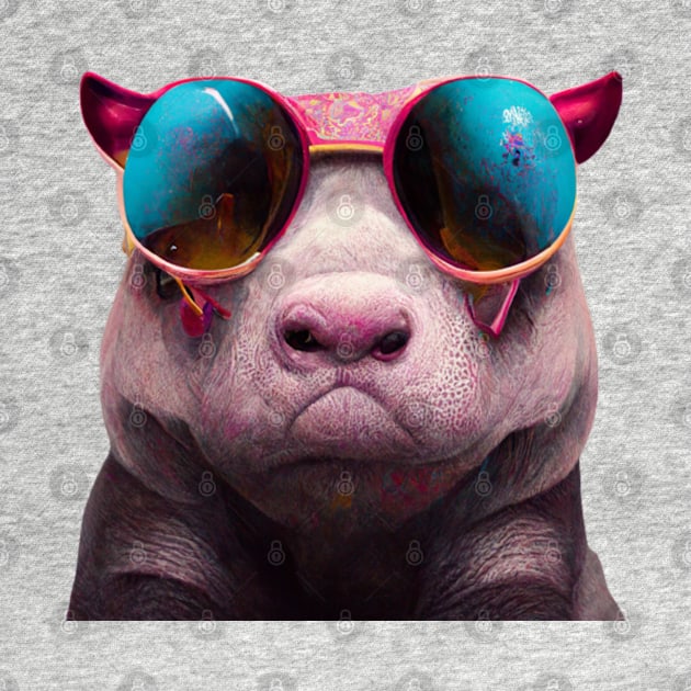 creature,photorealistic scary pig with pierced nose and sunglasses 8k by rogergren